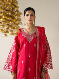 Pink Enzo Lune Des Fleurs Korean Raw Silk Embroidered Stitched 3-Piece Suit-Merlot