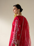 Pink Enzo Lune Des Fleurs Korean Raw Silk Embroidered Stitched 3-Piece Suit-Merlot