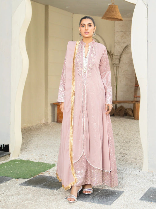 Lilac Manahil Arts Chiffon Embellished Maxi-K-147-Lilac