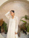 Manahil Arts Chiffon Embellished Stitched 3-Piece Suit-SW 04-Off White