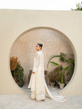 Manahil Arts Chiffon Embellished Stitched 3-Piece Suit-SW 04-Off White