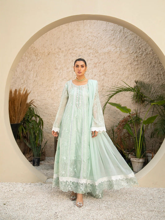 Manahil Arts Khaadi Net Embellished Maxi-K-152-Aqua