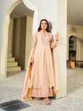 Peach Manahil Arts Chiffon Embellished Stitched 3-Piece Suit-K-147-Peach