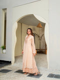 Peach Manahil Arts Chiffon Embellished Stitched 3-Piece Suit-K-147-Peach