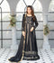 Manahil Arts Chiffon Embroidered Stitched 3-Piece Suit-B-007-Black