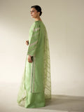 Green Enzo Lune Des Fleurs Korean Raw Silk Embroidered Stitched 3-Piece Suit-Mavros