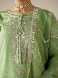 Green Enzo Lune Des Fleurs Korean Raw Silk Embroidered Unstitched 3-Piece Suit-Zyla