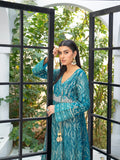 Manahil Arts Chiffon Embroidered Stitched 3-Piece Suit-Kurti 105-Teal