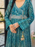 Manahil Arts Chiffon Embroidered Stitched 3-Piece Suit-Kurti 105-Teal