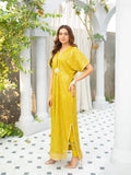 Manahil Arts Chiffon Embroidered Kaftan Set-WA 03-Mustard