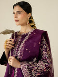 Purple Enzo Lune Des Fleurs Korean Raw Silk Embroidered Stitched 3-Piece Suit-Arela