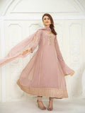 Lilac Manahil Arts Chiffon Embroidered Stitched 3-Piece Suit-Kurti 123-Lilac