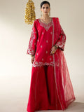 Pink Enzo Lune Des Fleurs Korean Raw Silk Embroidered Unstitched 3-Piece Suit-Merlot