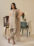 Beige Enzo Lune Des Fleurs Korean Raw Silk Embroidered Stitched 3-Piece Suit-Izel