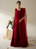Red Enzo Lune Des Fleurs Korean Raw Silk Embroidered Stitched 3-Piece Suit-Ines