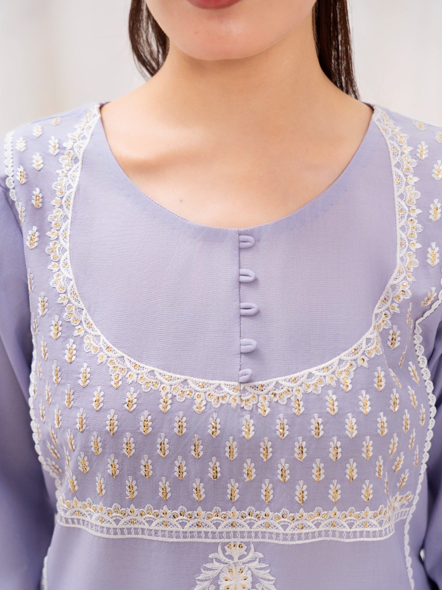 Lilac-HEM Lawn Cotton Embroidered Stitched 3-Piece Suit-Butter Fly Blush