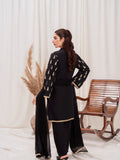 Black HEM Lawn Cotton Embroidered Stitched 3-Piece Suit- Star Gold