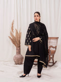 Black HEM Lawn Cotton Embroidered Stitched 3-Piece Suit- Star Gold