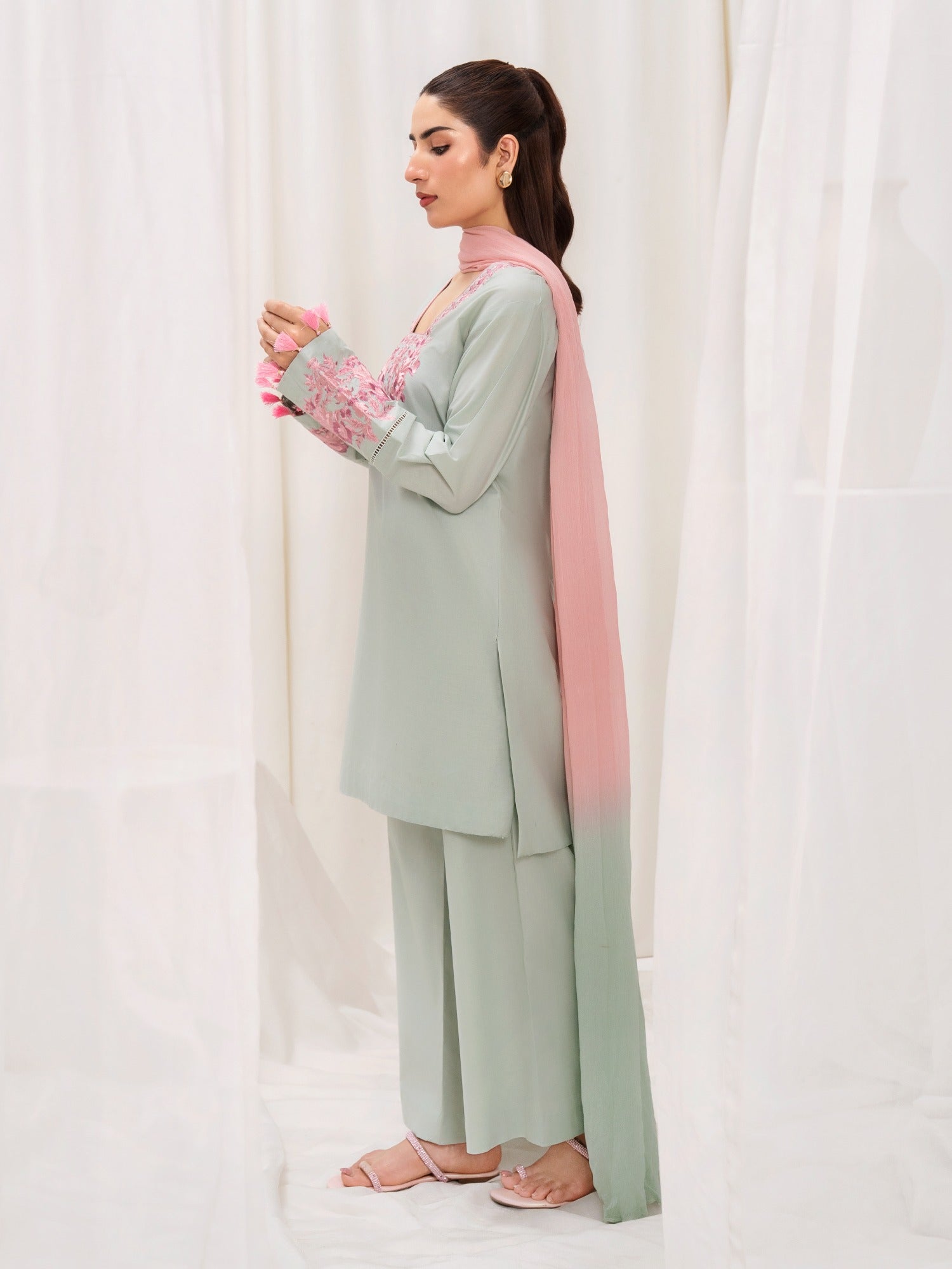 Green HEM Lawn Cotton Embroidered Stitched 3-Piece Suit-Taurus