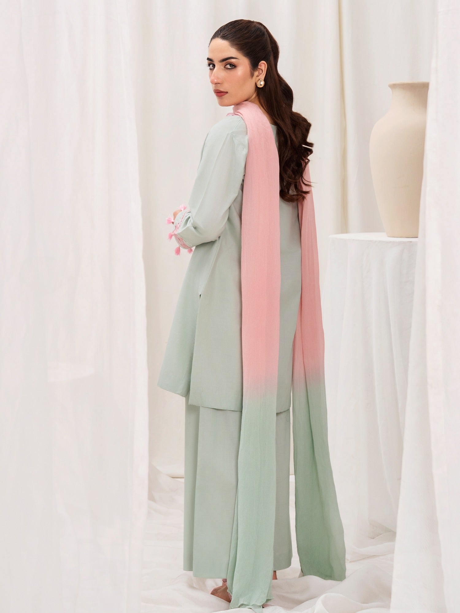 Green HEM Lawn Cotton Embroidered Stitched 3-Piece Suit-Taurus