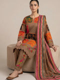 Brown-Pyara Jora Lawn Printed Stitched 3-Piece Suit-Sitara