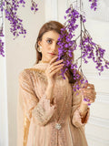 Manahil Arts Chiffon Embroidered Stitched 3-Piece Suit-Kurti-B-005-Peach