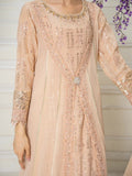 Manahil Arts Chiffon Embroidered Stitched 3-Piece Suit-Kurti-B-005-Peach