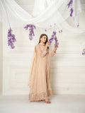 Manahil Arts Chiffon Embroidered Stitched 3-Piece Suit-Kurti-B-005-Peach