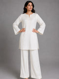White HEM Cotton Embroidered Stitched 3-Piece Suit-Zebra White