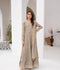 Manahil Arts Chiffon Embroidered Stitched 3-Piece Suit-Kurti-B-006-Camel Brown