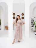 Lilac Manahil Arts Chiffon Embroidered Kaftan Set-WA 03-Lilac