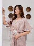 Lilac Manahil Arts Chiffon Embroidered Kaftan Set-WA 03-Lilac