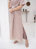 Lilac Manahil Arts Chiffon Embroidered Kaftan Set-WA 03-Lilac