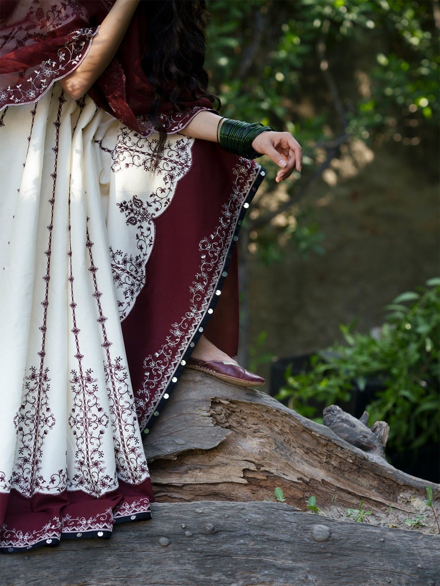Maroon and White-Binilyas Mausam Summer'26 Lawn Embroidered Unstitched 3-Piece Suit-501
