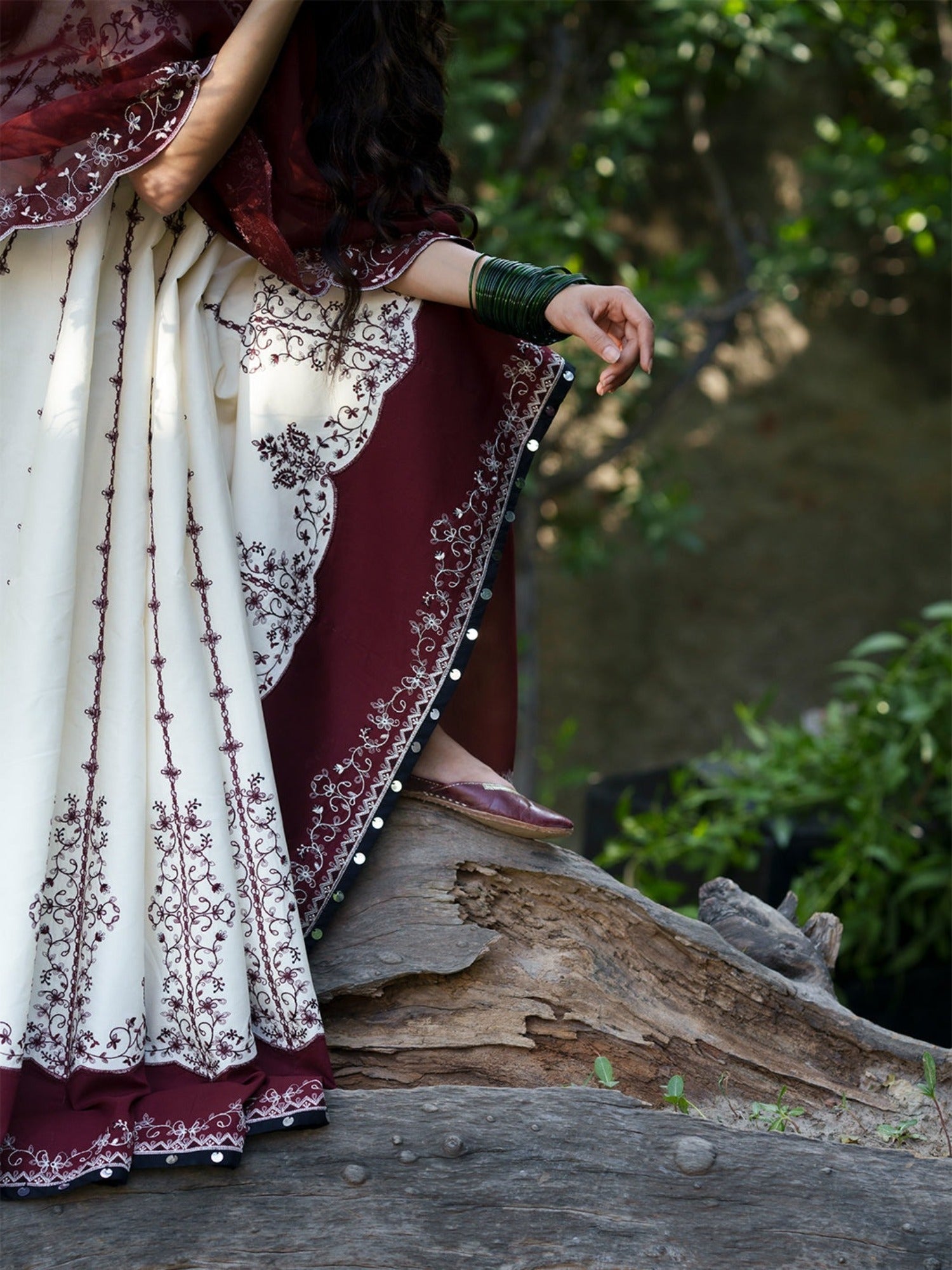 Maroon and White-Binilyas Mausam Summer'26 Lawn Embroidered Unstitched 3-Piece Suit-501