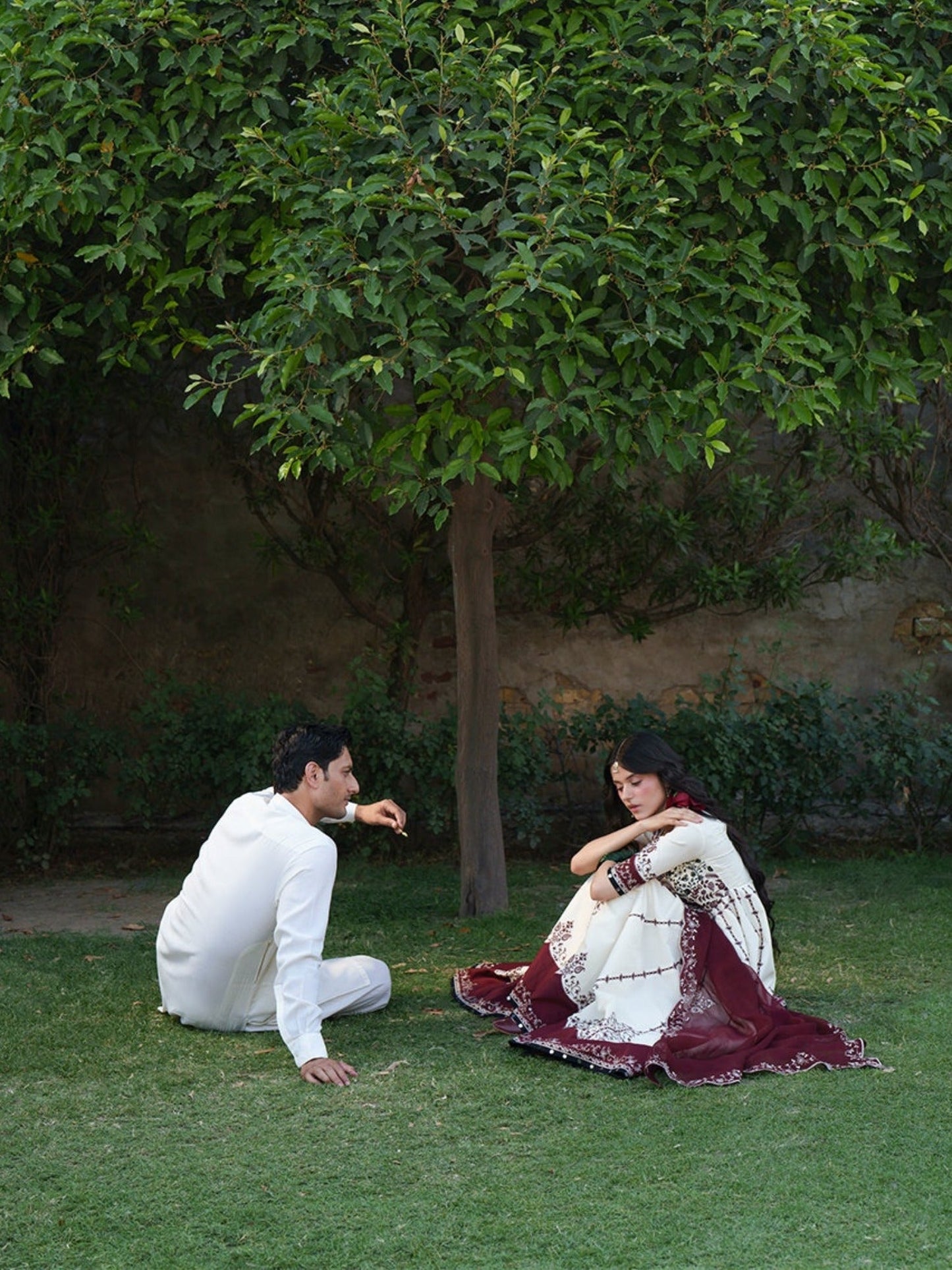 Maroon and White-Binilyas Mausam Summer'26 Lawn Embroidered Unstitched 3-Piece Suit-501