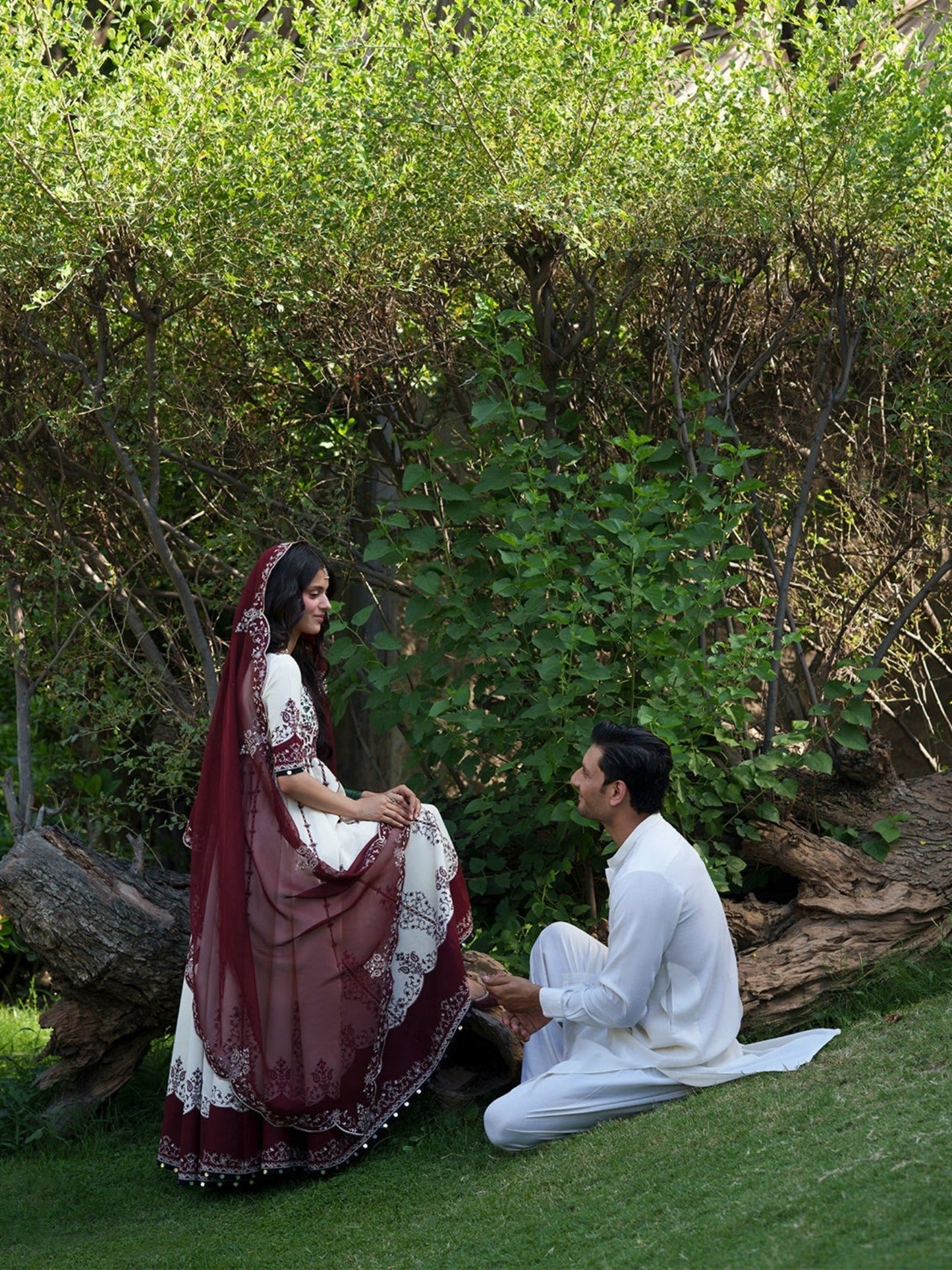 Maroon and White-Binilyas Mausam Summer'26 Lawn Embroidered Unstitched 3-Piece Suit-501