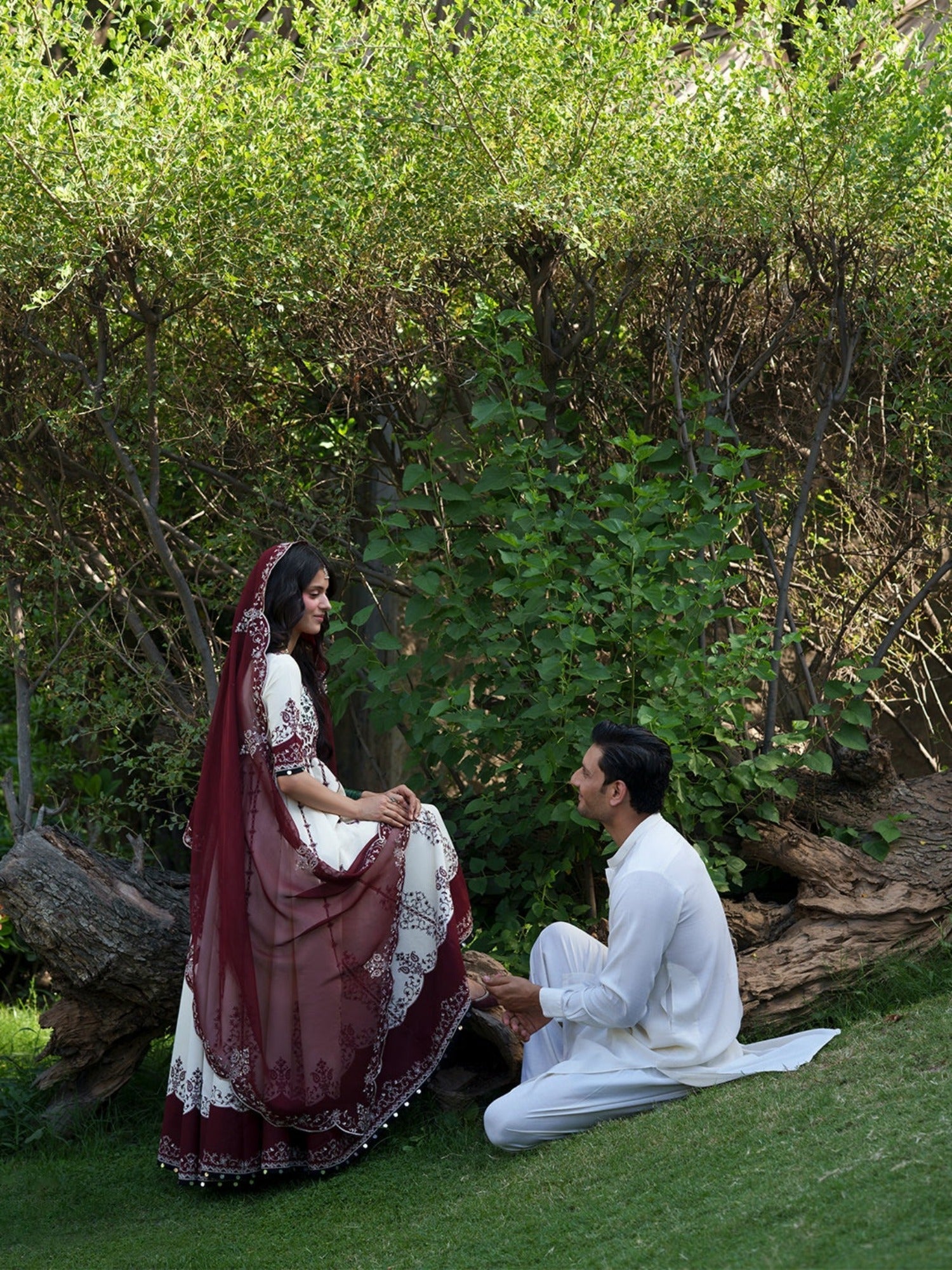 Maroon and White-Binilyas Mausam Summer'26 Lawn Embroidered Unstitched 3-Piece Suit-501