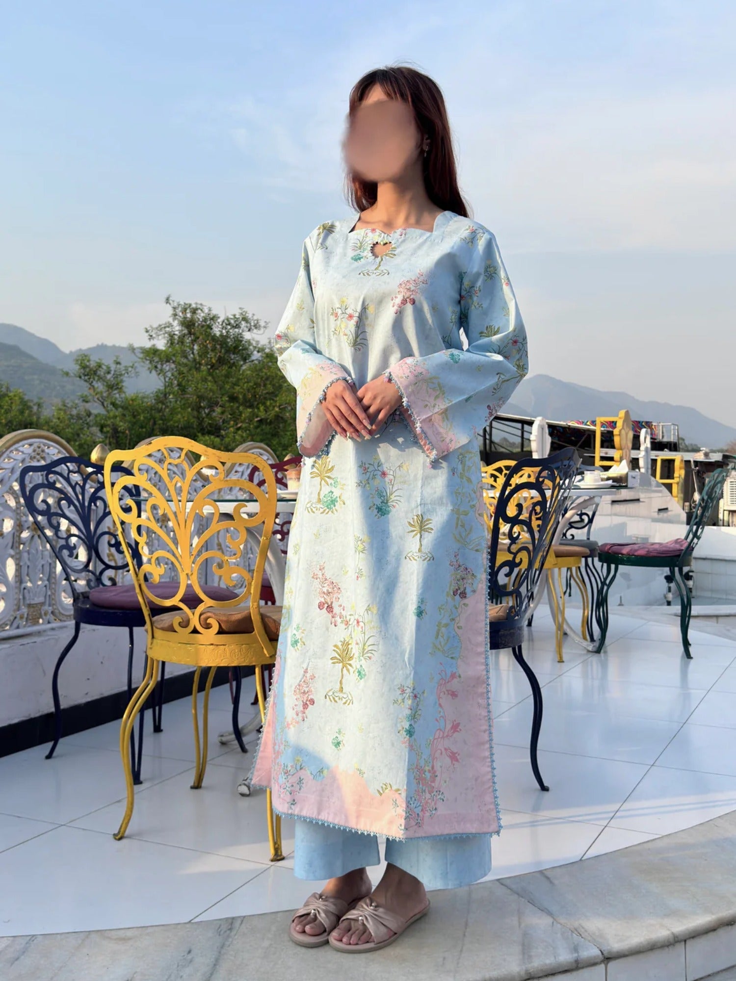 Blue Sehrish Kanwal Lawn Printed Stitched 2-Piece Suit-Icy Breeze