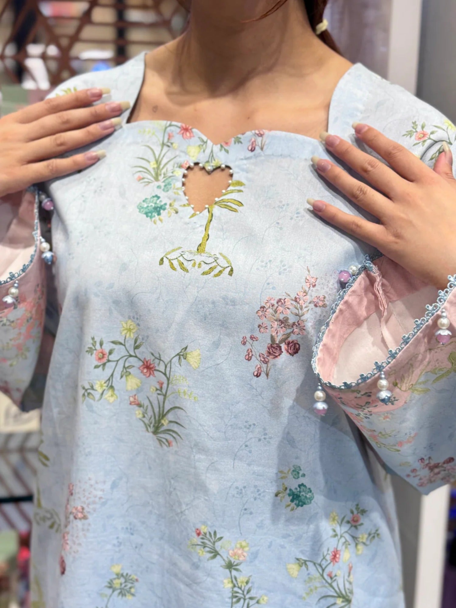 Blue Sehrish Kanwal Lawn Printed Stitched 2-Piece Suit-Icy Breeze