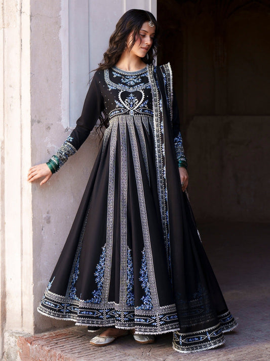 Black and Blue-Binilyas Mausam Summer'26 Lawn Embroidered Unstitched 3-Piece Suit-502
