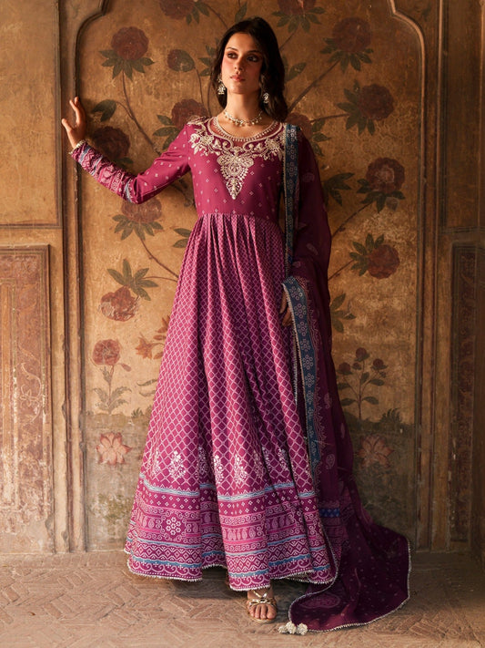 Pink-Binilyas Mausam Summer'26 Lawn Embroidered Unstitched 3-Piece Suit-504-A