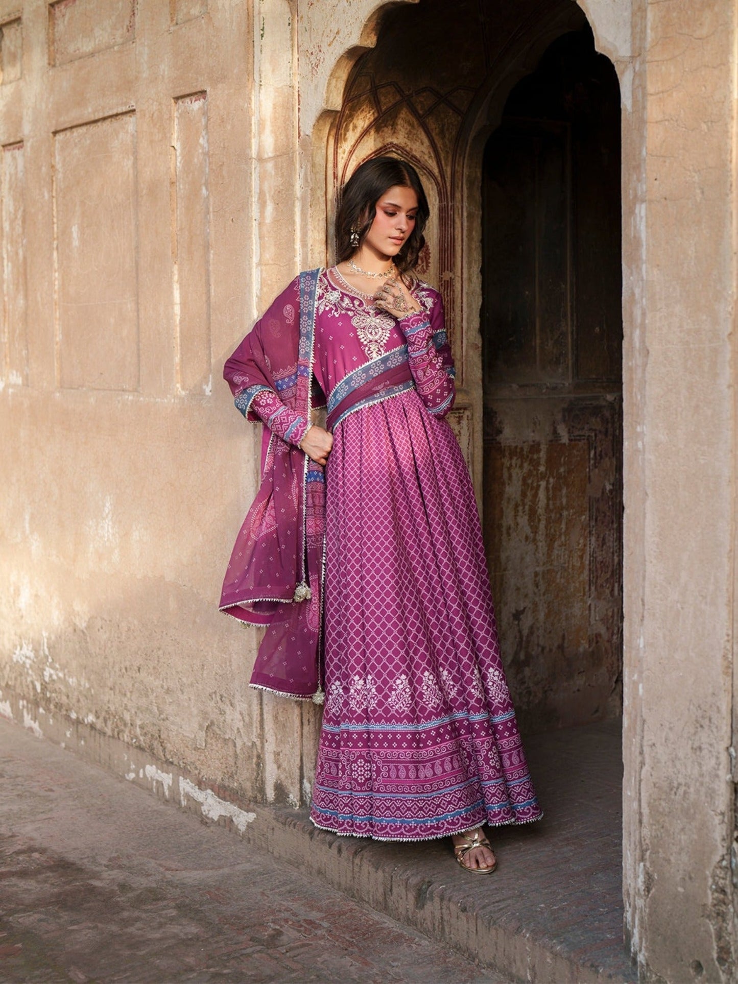 Pink-Binilyas Mausam Summer'26 Lawn Embroidered Unstitched 3-Piece Suit-504-A