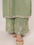 Green-HEM Organza Embroidered Stitched 4-Piece Suit-Holi