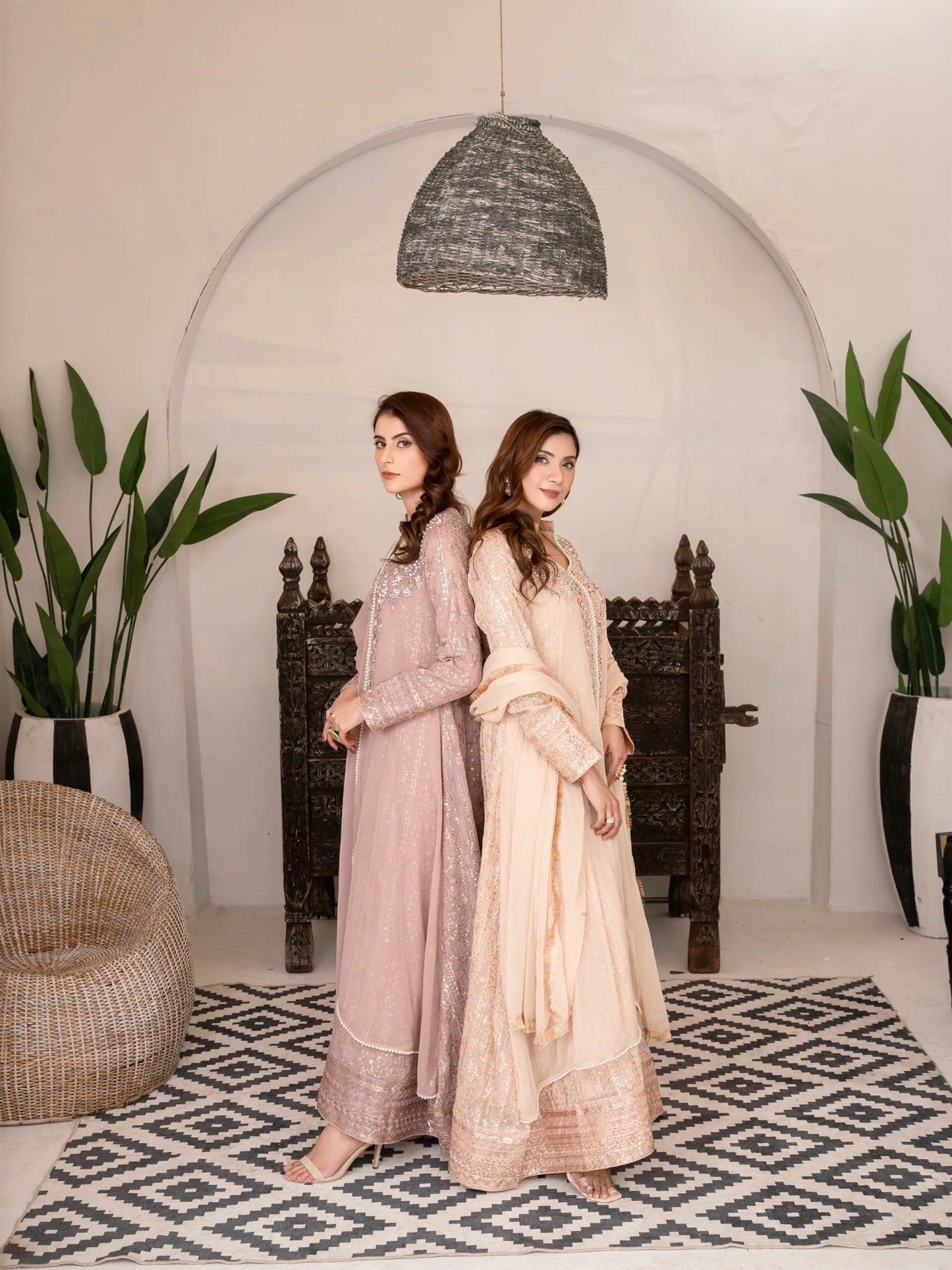 Lilac Manahil Arts Chiffon Embellished Stitched 3-Piece Suit-SW 04-Lilac