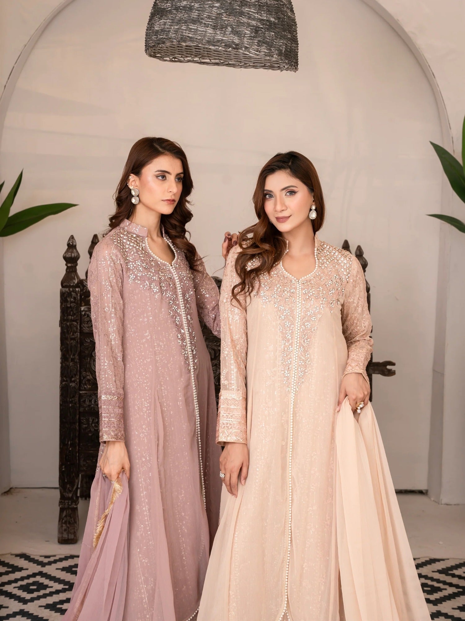 Lilac Manahil Arts Chiffon Embellished Stitched 3-Piece Suit-SW 04-Lilac