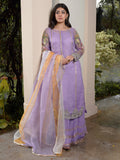 Lilac-HEM Organza Embroidered Sharara-Lotus Outfit-Lilac