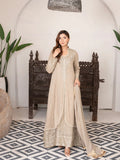 Beige Manahil Arts Chiffon Embellished Stitched 3-Piece Suit-SW 04-Beige