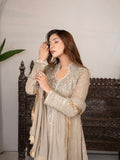 Beige Manahil Arts Chiffon Embellished Stitched 3-Piece Suit-SW 04-Beige