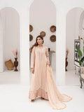 Peach Manahil Arts Chiffon Embellished Stitched 3-Piece Suit-SW 04-Peach